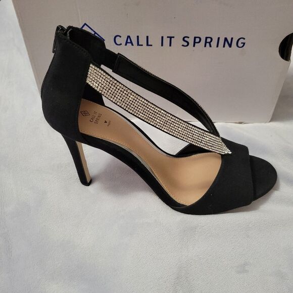 Viaria Sandal Stilletto Heels Black Rhinestones CALL IT SPRING - Picture 6 of 12
